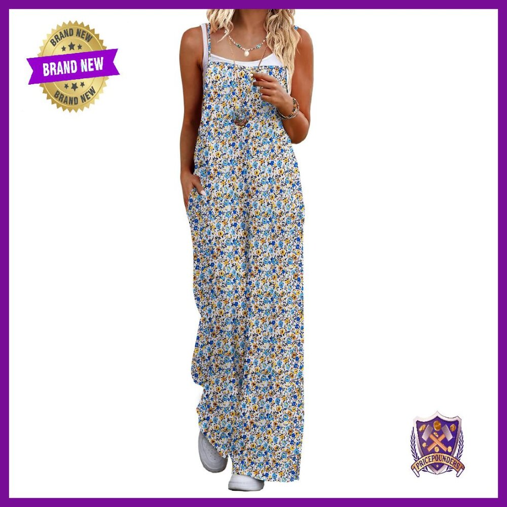 Sleeveless Jumpsuit Wide Leg Romper Pockets Summer Casual Wear
